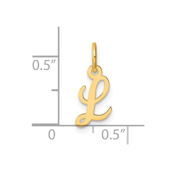 Kazi Luxury 14k Yellow Gold Small Script Letter L Initial Charm - Picture 4 of 4
